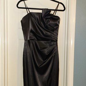 Short Black Satin Cocktail Dress